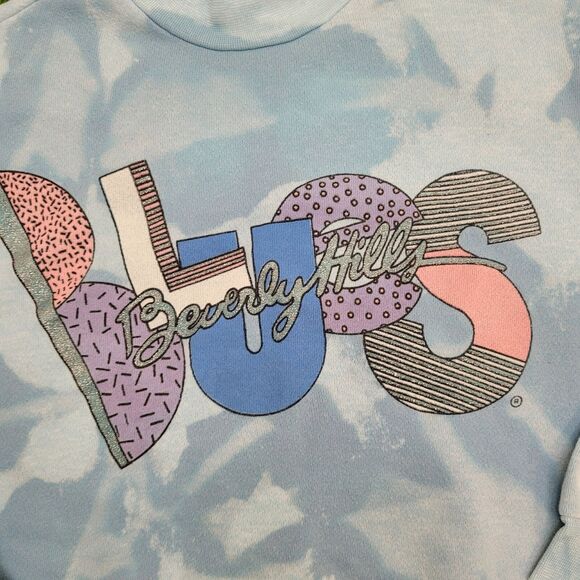Vintage Beverly-Hills Sweatshirt Women Medium 20x22 Blue USA - Picture 12 of 14